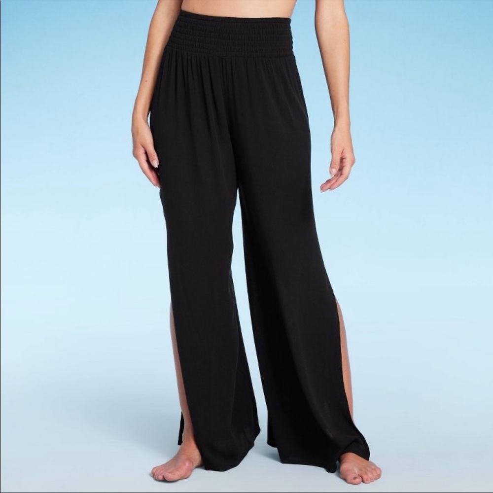 Shade & Shore - Smocked Waist Side Slit Cover Up Pants